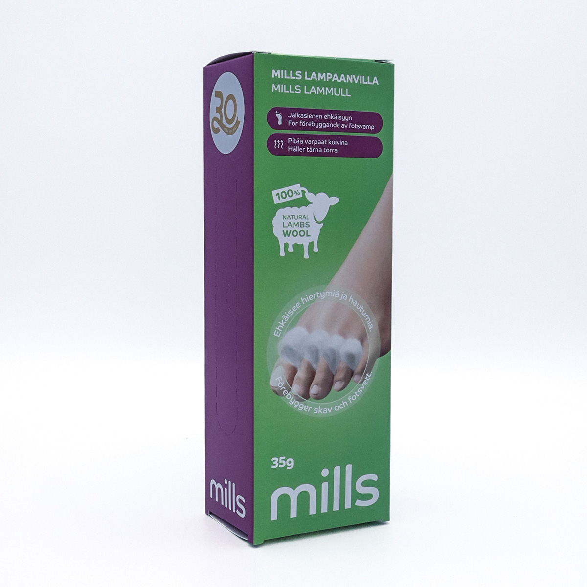 Mills lampaanvilla 35g - jalkasienen ja hiertymien ehkäisyyn