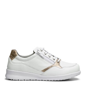 New feet naisten valkoinen tennari kultaisilla yksityiskohdilla, sivukuva